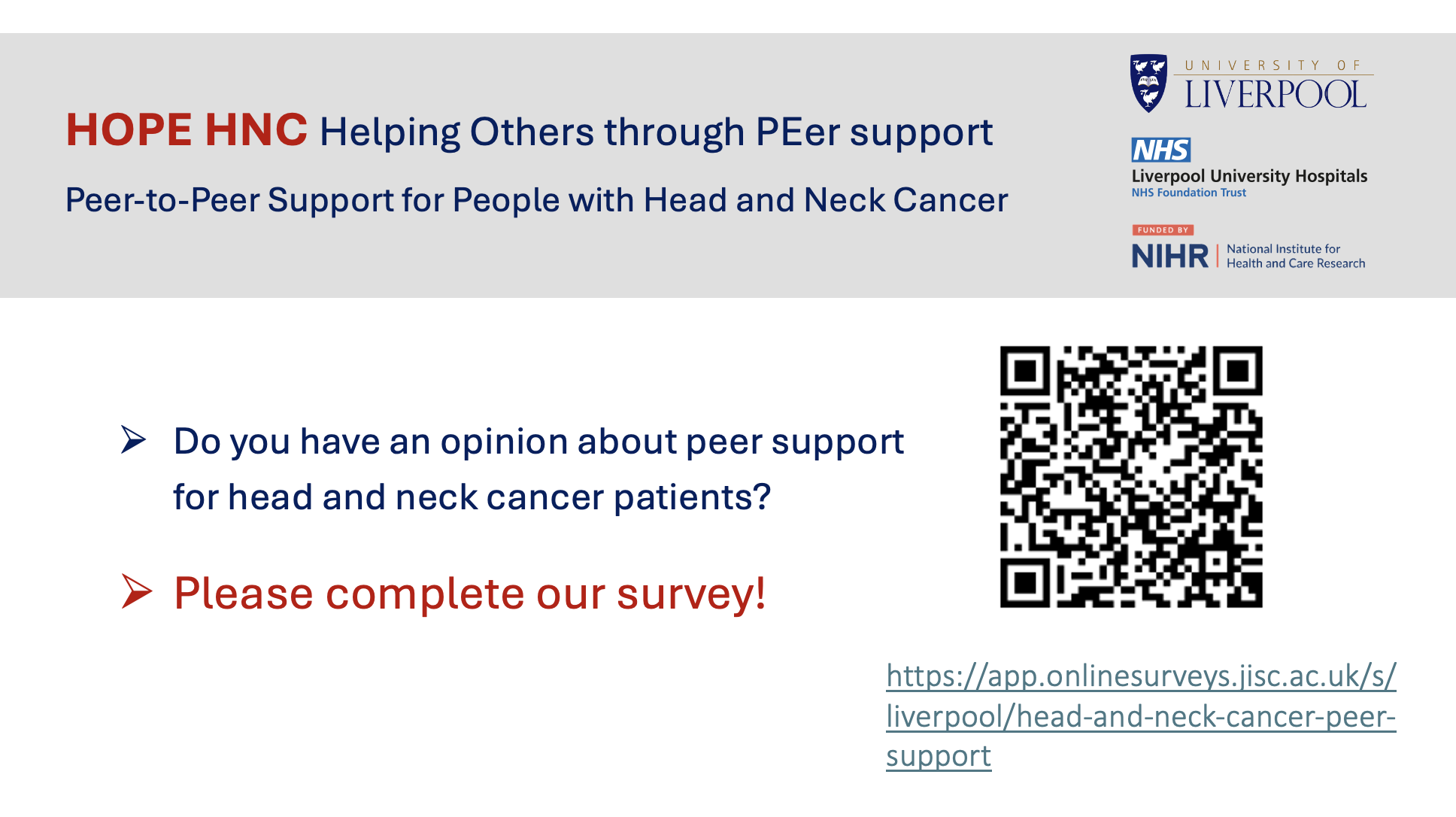 Survey on Peer Support for Head and Neck Cancer